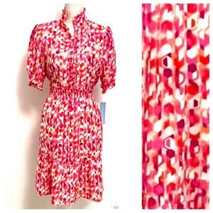 London Times Vibrant Red and Pink Dress